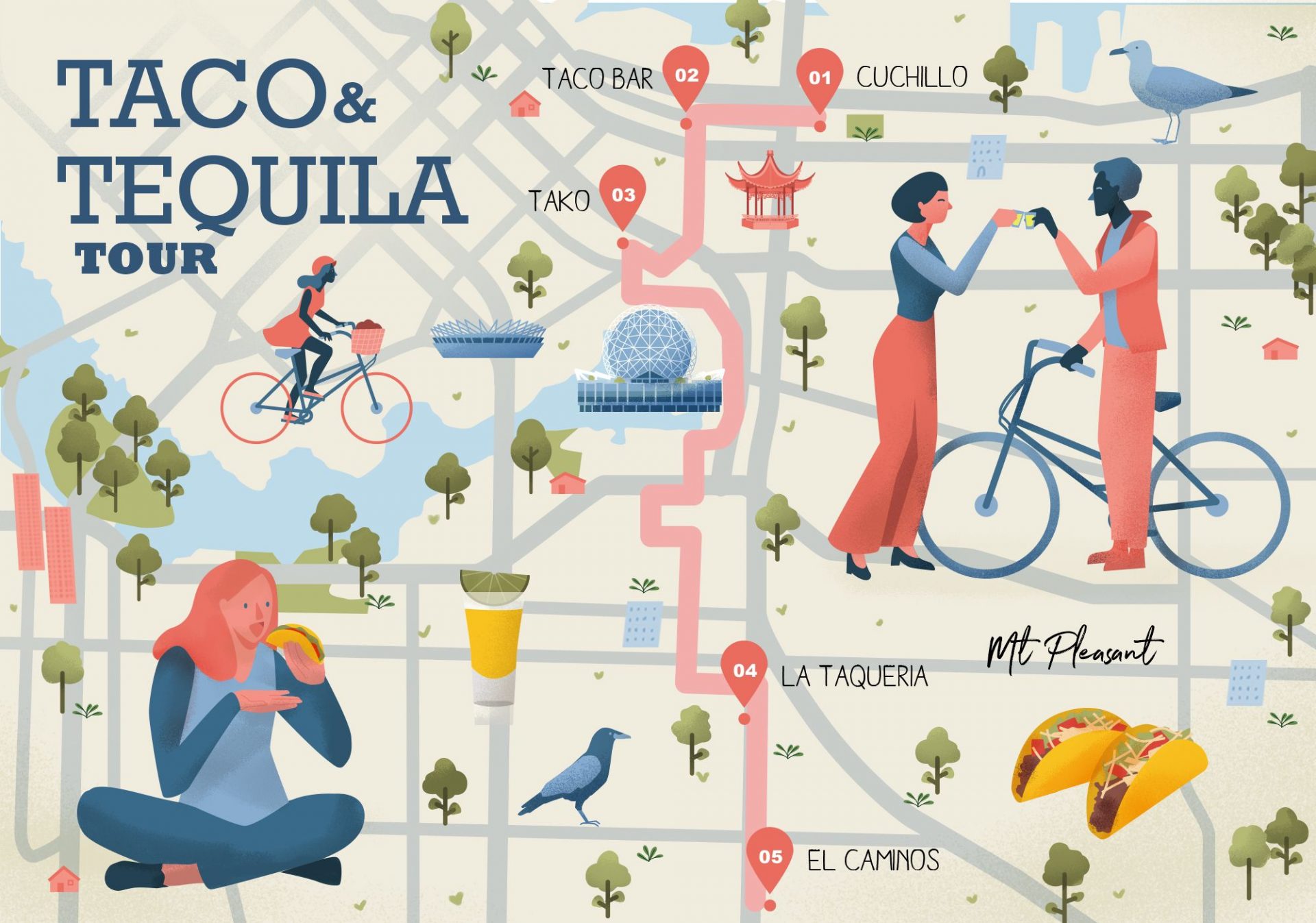 Vancouver Taco and Tequila Tour Map